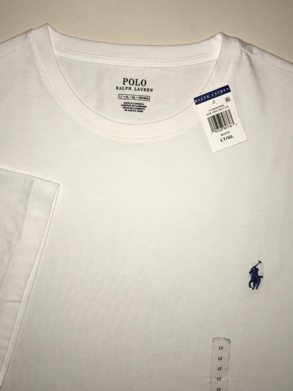 Men's Polo Ralph Lauren Short Sleeve T-shirt-White-Size: LT